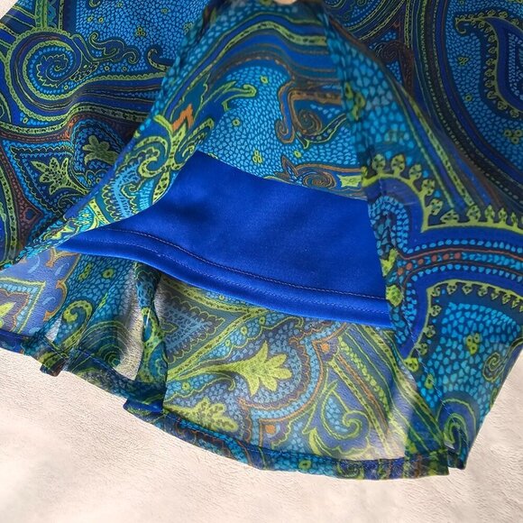 Women's Green/Blue Paisley Print Summer Dress By City Triangles, Size 7 - Picture 11 of 15